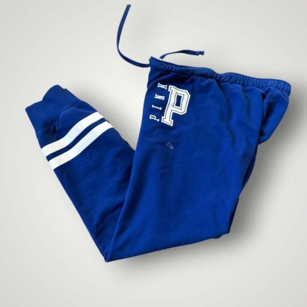 Victoria's Secret PINK Blue Campus Jogger Sweatpants with White Stripes